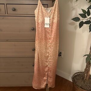 Zara Pink Floral Button-Down Dress